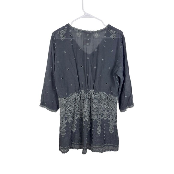 Johnny Was Gray Eyelet V Neck Cover Up Tunic Size Small - Picture 2 of 10